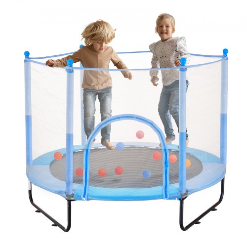 

VEVOR Mini-Trampolin Kinder Indoor-Trainings-Rebounder mit Netz 1545mm Blau