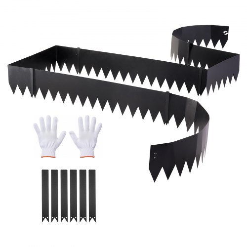 VEVOR Rasenkante 6er-Pack 1016x203 mm, Beeteinfassung mit 6 Befestigungsclips, Biegsame Rasenbleche aus Verzinktem Stahl, Mähkante, Palisade Beetumrandung für Blumenbeete & Gartenwege, Schwarz