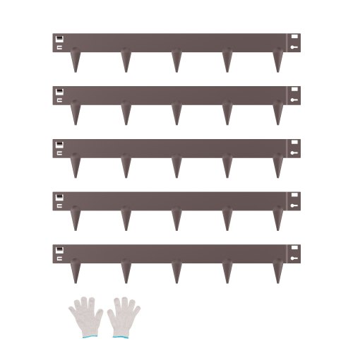 VEVOR Rasenkante, 5er-Pack, 990x156x1,5 mm, Metall-Beeteinfassung, Beetumrandung, robuste Raseneinfassung, einfach zu installieren, Trennwand für Blumenbeete, Hofwege, Braun