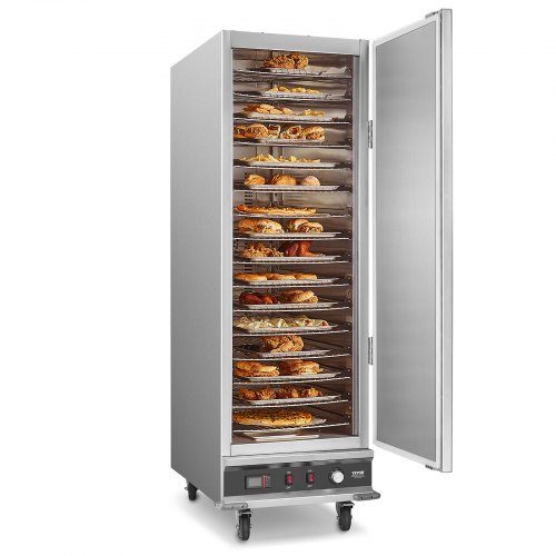 VEVOR Hot Box Speisenwärmer Snack-Wärmer mit 16 Ebenen & Wasserschale & Einzeltür & verstellbaren Einlegeböden, Speisenwärmer aus Edelstahl, ideal zur Aufbewahrung von Pizza Hähnchen