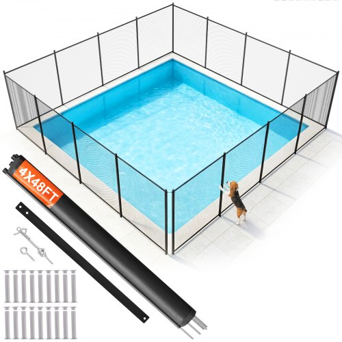 VEVOR Poolzaun, 1,21 x 14,63 m, abnehmbarer Kindersicherheits-Poolzaun, einfache DIY-Installation, Schwimmbadzaun, 340 g Teslin-PVC-Poolzaunnetz, schützt Kinder und Haustiere