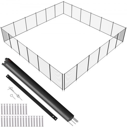 VEVOR Poolzaun, 1,21 x 21,95 m abnehmbarer Kindersicherheits-Poolzaun, einfache DIY-Installation, Schwimmbadzaun, 340 g Teslin-PVC-Poolzaunnetz, schützt Kinder und Haustiier