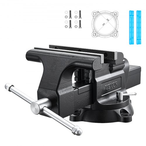 VEVOR Schraubstock Drehbar mit 254 mm Backenbreite aus Sphäroguss, Mehrzweck-Werkbankschraubstock mit Amboss und 360°-Drehfuß mit Arretierung, 109 mm Spanntiefe, 254 mm Backenöffnung