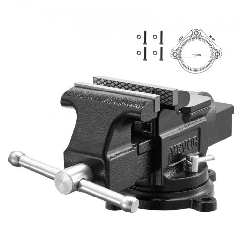 VEVOR Schraubstock Drehbar mit 100 mm Backenbreite aus Sphäroguss, Mehrzweck-Werkbankschraubstock mit Amboss und 360°-Drehfuß mit Arretierung, 57 mm Spanntiefe, 120 mm Backenöffnung