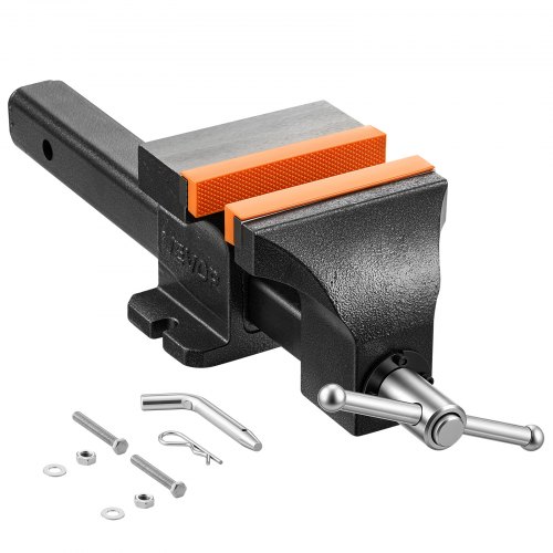 VEVOR Werkbankschraubstock 15 cm Backenbreite Schraubstock MIT 25 kN Spannkraft, für Sägen, Schleifen, Bohren und Rohrschneiden, mit 90 mm Ausladung, Griffverriegelung und Magnetischen Backenpolstern