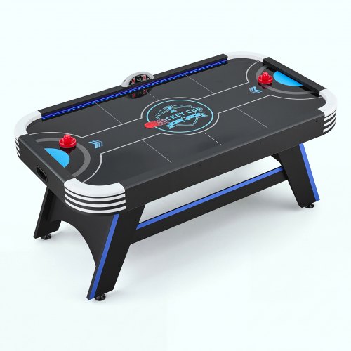 VEVOR Airhockeytisch 183 x 102 x 79 cm MDF Elektrischer Hockeytisch Schwarz Geeignet für Familien und Spieleabende, Elektronisches Punktesystem, LED-Beleuchtung, Eckenschutz und Verstellbare Standfüße