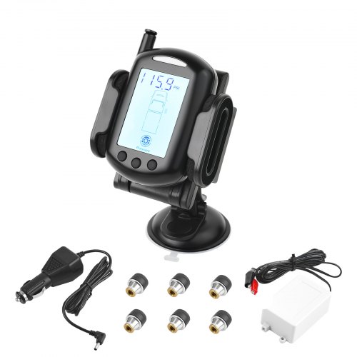 VEVOR Reifendrucküberwachungssystem für Wohnmobile, 0-199 psi Anhänger-TPMS, universelles kabelloses Autoalarmsystem wasserdichtes TPMS-Sensorset mit 6 Sensoren 7 Alarmmodi Echtzeitanzeige