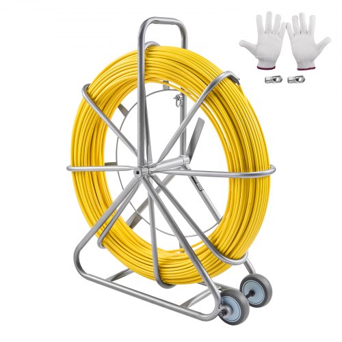 

VEVOR Einziehband, 200 m, 5/16 Zoll, Duct Rodder Einziehband-Drahtzieher, Kabelführungsstange mit Rollenständer aus Stahl, 3 Zugköpfe, Angelwerkzeug für Wände & elektrische Leitungen, nicht leitfähig