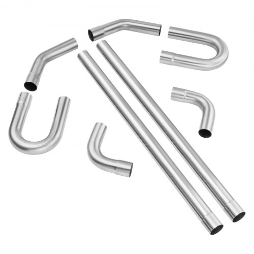 VEVOR Auspuff-Set 8-teilig DIY Universal Auspuff aus verzinktem Edelstahl 63,5 mm mit Steckverbindung & großem Auspuffrohr, rostfreies Auspuffrohr für Abgassystem, für Garage Autowerkstatt 4S-Laden