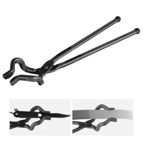 VEVOR Schmiedezange, 463 x 78 x 52,3 mm Z-V-Bit-Schmiedezange 96 ± 5° Maximaler Backenwinkel, Z-V-Bit-Zange aus Kohlenstoffstahl, 10,4 mm Max. Backenstärke, Schmiedezange mit Verlängertem Griff