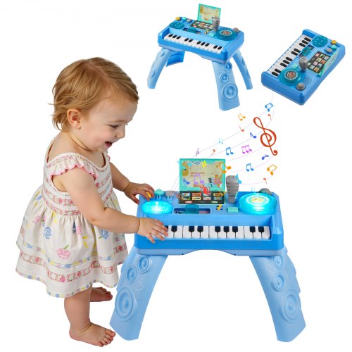 VEVOR Aktivitätstisch, Musiktischspielzeug mit 133 Klangquellen, Aufnahmefunktion & LED-DJ-Plattenspieler, Kinderlerntisch, Interaktiver Spieltisch für Geburtstage, Geschenk für Kinder 6-18 Monate