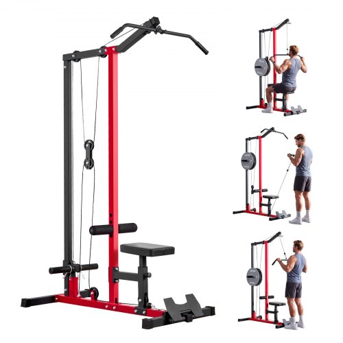 VEVOR Latzugstation, 2-in-1 Latzugturm, ca. 227 kg Belastbare Gewichtsauflage, Kraftstation mit Latzugstange, Krafttraining für Rücken Arme Schultern, Latzugmaschine für Fitnesscenter Zuhause, Schwarz EHYXLJLDSGLPGHTTT001V0