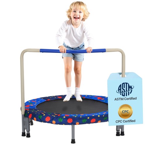

VEVOR Kindertrampolin Outdoor-Trampolin 91,44 cm faltbares Trampolin mit Griff, Rebounder-Trampolin Gartentrampolin für Kleinkinder, Geburtstagsgeschenk für Kinder ab 3 Jahren 100 kg belastbar Blau