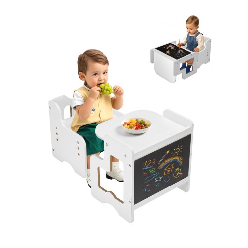 

VEVOR Montessori Tisch Stuhlset Kleinkindertischset (mit Tafel) aus Holz für 1–5-Jährige, höhenverstellbarer Aktivitätstisch Spieltisch für Kinder, ideal zum Lesen Essen Spielen – Weiß
