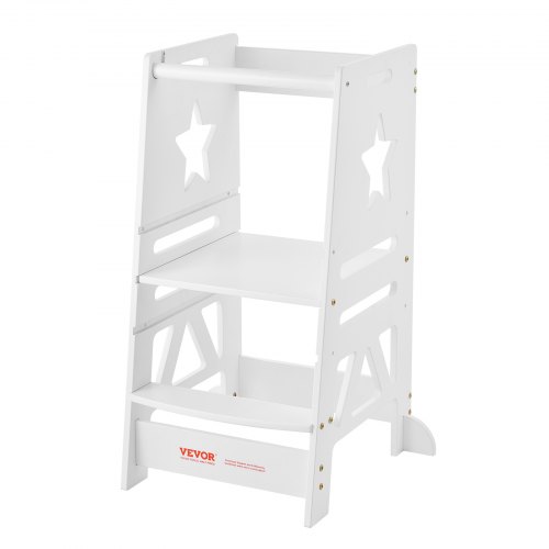 

VEVOR Tritthocker Kinder 158,9 kg Gewichtskapazität Trittschemel 844 x 553 x 482 mm Hocker Kiefernholz Bambus höhenverstellbar von 328 bis 520 mm Lernturm Kinderschemel Trittschemel Kinderhocker Weiß