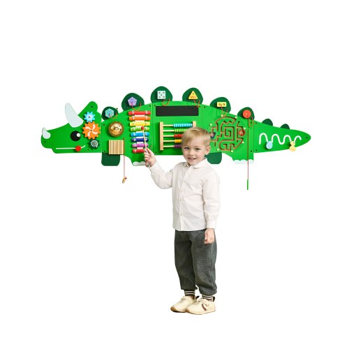 VEVOR Dinosaurier-Aktivitätswand, Motorikbrett, 11 Spiele, Montessori-Sensorik-Spieltafel für Kinder von 3-12 Jahren, Lernaktivitätszentrum, ideal für Kinder-Spielzimmer, Kindergarten, Klassenzimmer