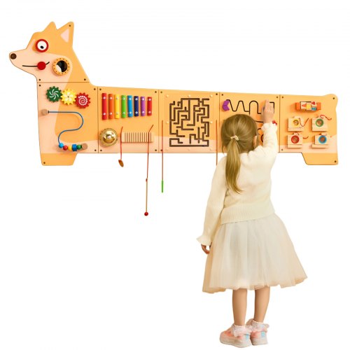 

VEVOR Aktivitätswand Welpenmotiv, 12 Spiele, sensorisches Montessori-Wandspielzeug für Kinder von 3–12 Jahren, Montessori-Lernaktivitätszentrum, ideal für Spielzimmer, Kinderzimmer, Klassenzimmer