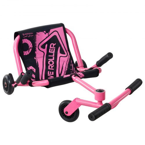 VEVOR Funfahrzeug mit Zickzack-Antrieb 68kg Belastbares Tretfahrzeug Rosa, Dreirad für Kinder ab 4 Jahren, Metallrahmen & 400D Oxford, Bunte LED-Leuchtrollen, 3-fach Verstellbare Länge, mit Bremshebel