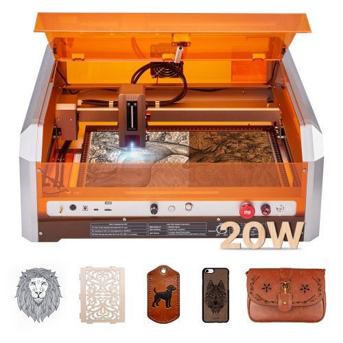 

VEVOR Lasergravierer, 20 W, Lasergravur- & Schneidemaschine mit Gehäusekamera, Laserschneider, 400x400 mm Arbeitsbereich, 30000 mm/min, für Holz, Leder, Glas, Papier, bestimmte Metalle, Klasse 1