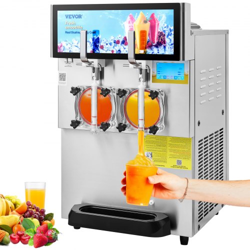 

VEVOR 8 L x 2 Kommerzielle Slusheis Maschine, Slushgerät mit 26~32 L/Std. Slush Slushy Maschine, 1800 W Slush Maker Maschine 94 kg Slush-Eismaschine Edelstahl Slushy Maschine 570 × 680 × 925 mm