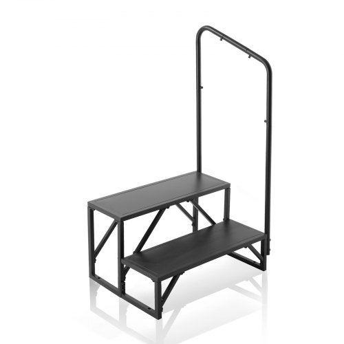 

VEVOR Wohnmobil-Stufen, 2-stufige Wohnmobil-Treppe, 200 kg Tragkraft, Verdickter Kohlenstoffstahl, mit Handlauf, rutschfeste Stufen für sicheres Ein- und Aussteigen, geeignet für Wohnmobil, Anhänger