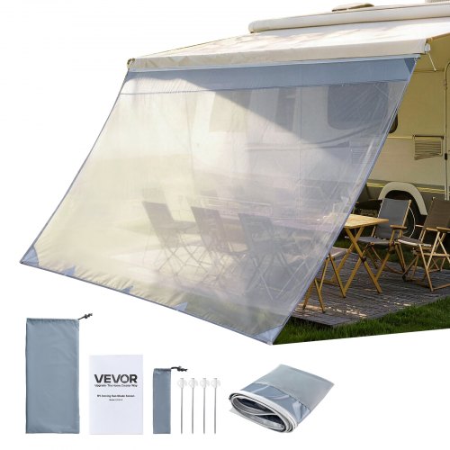 

VEVOR Sonnenschutz (2 x 3,3 m) für Markisen (3,5 m), Markisen-Vorderwand aus Polyester-Netzgewebe, Doppelt Genähter & Atmungsaktiver Sichtschutz für Wohnmobil, Camping & Wohnwagen