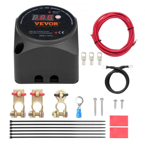 VEVOR Doppelbatterie-Trennrelais, 12 V, 140 A, manueller und automatischer Modus, spannungsempfindliches VSR-Relais mit LCD-Bildschirm, für ATV, UTV, Wohnmobil, Wohnwagen, LKW, Boot, Yacht