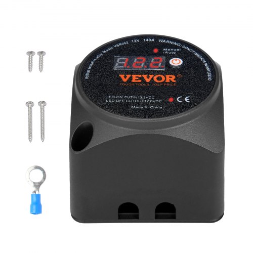 

VEVOR Spannungsgesteuertes Trennrelais, 12 V, 140 A, manueller und automatischer Modus, spannungsempfindliches VSR-Relais mit LCD-Bildschirm, für ATV, UTV, Wohnmobil, Geländewagen, LKW, Boot, Yacht