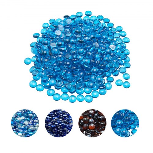 VEVOR Feuerglas, 9 kg hochtemperaturbeständige Glassteine, 19 mm rauchfreie Feuerstellen-Glasperlen, Feuerstelle Glasfelsen, Kaminglas, Feuerkristall, Feuerperlen, für Kamin Karibikblau