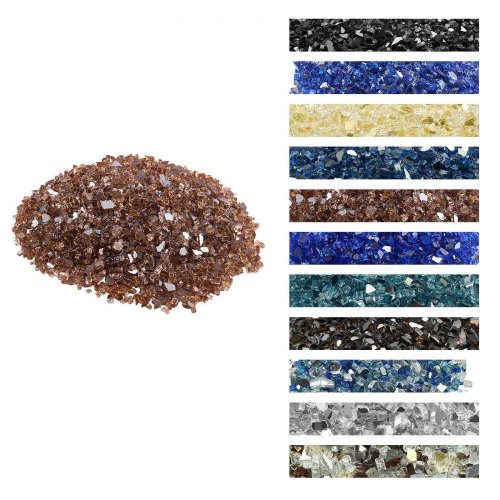 

VEVOR Feuerglas, 4,5 kg hochtemperaturbeständige Glassteine, 6,35 mm reflektierende Feuerstellen-Glasperlen, Feuerstelle Glasfelsen, Kaminglas, Feuerkristall, Feuerperlen, Kupferfarbe