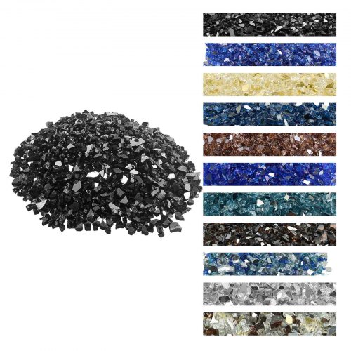 

VEVOR Feuerglas, 9 kg hochtemperaturbeständige Glassteine, 12,7 mm reflektierende Feuerstellen-Glasperlen, Feuerstelle Glasfelsen, Kaminglas, Feuerkristall, Feuerperlen, für Kamin, Schwarz