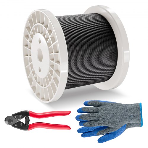 VEVOR Drahtseil-Set, Ф3,18 mm x 152,4 m, 316 Edelstahlkabel mit Schneider & Handschuhen, 7,1 kN Bruchfestigkeit, 7 x 7 Litzen Kern in Marine- & Flugzeugqualität für Handläufe, Treppen, Terrassenzäune
