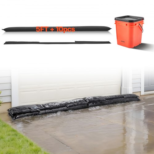 

VEVOR Sandsäcke (sandfrei) 10-tlg. (153 x 21 cm) Hochwasserbarriere Hochwasserschutz, Überschwemmungsschutzsäcke für Haus Tür Keller Garage Hochwassersäcke inkl. Eimer