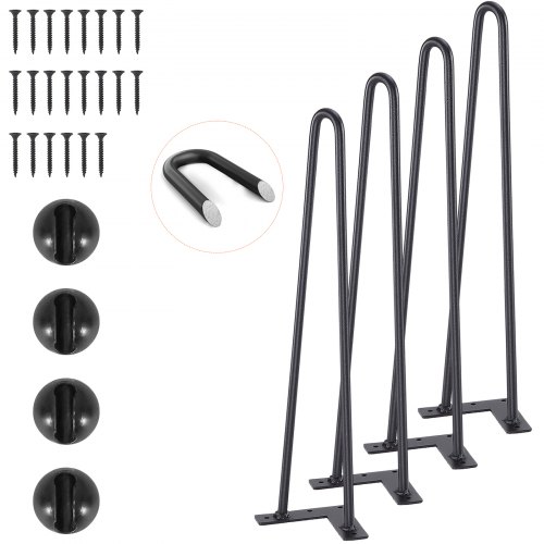 

VEVOR 4er-Set Tischbeine Haarnadelbein 482mm hoch 110x110mm Montageplatte Kohlenstoffstahl Pulverbeschichtet Hairpinlegs 227kg Tragfähigkeit Ideal für Küchentische Wohnzimmerkonsolen Studio-Tische