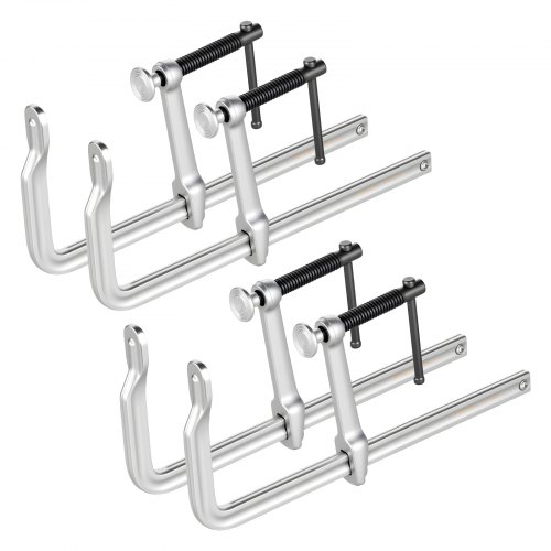 VEVOR Schraubzwinge, 4er-Pack, 30,48 cm Öffnung, 120 mm Ausladung, 545 kg Tragkraft, Klemmzwinge Stahlguss- & Schmiedematerial, mit drehbarer Backe und T-Griff, für die Holz- & Metallbearbeitung