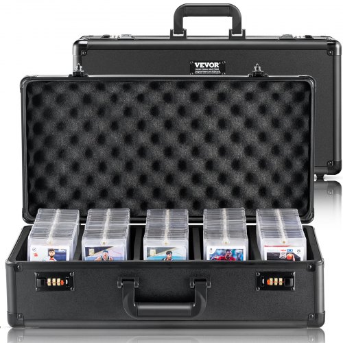 VEVOR Aufbewahrungsbox, 5 Fächer, Tragetasche für Sammelkarten mit Schaumstoffteilern, Codeschloss, 162 bewertete PSA-Karten, 115 BGS-Karten, 130 SGC-Karten, 585 Top Loader, 999+ lose Karten