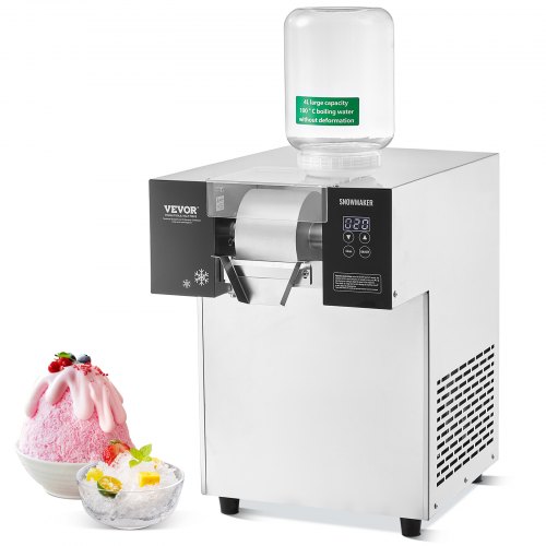 VEVOR Kommerzielle Schneeflocken-Eismaschine Schneeeisbereiter, 180kg/Tag Schneeflocken-Eismaschine, Edelstahl-Eisrasierer, elektrischer Schneekegel-Maker, Luftkühlsystem mit Touch-Screen