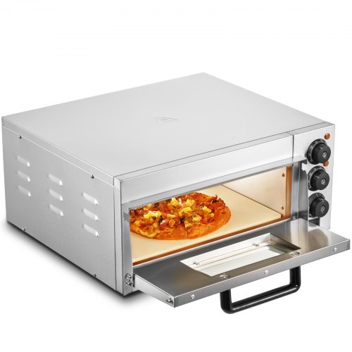 

VEVOR Kommerzieller Pizzaofen Backofen 406mm Edelstahl Elektrisch 3 Drehknöpfe