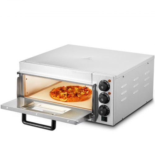 

VEVOR Kommerzieller Pizzaofen Backofen 356mm Edelstahl Elektrisch 3 Drehknöpfe