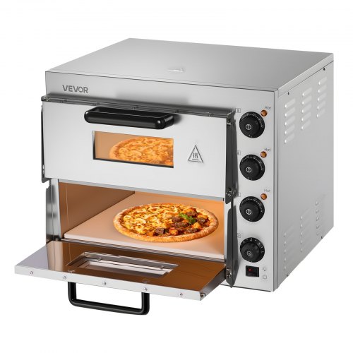 

VEVOR Kommerzieller Pizzaofen für die Arbeitsplatte, 16-Zoll-Doppeldecker-Schichten, elektrischer Pizzaofen aus Edelstahl mit Stein und Griff, Mehrzweck-Pizzamaker für den Innenbereich zum Backen von Brezeln im Restaurant zu Hause