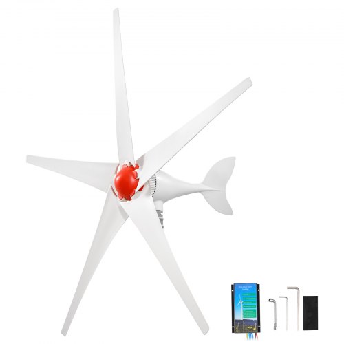 VEVOR 800W 12V Horizontale Windkraftanlage Windgenerator mit MPPT & PWM, 5 Rotorblätter, 3-Phasen-Wechselstrom, IP67 & Überladeschutz, Wind- & Solar-Hybridregler, Windturbine für Wohnhaus RV Marine