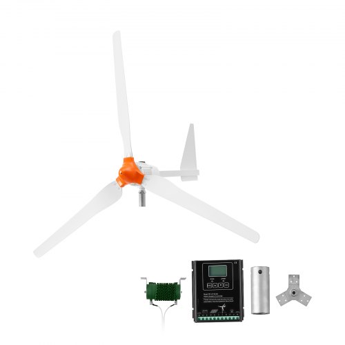 VEVOR 1500W 24V Horizontale Windkraftanlage mit Wind- & Solar-Hybridregler, 3 Rotorblätter, 3-Phasen-Wechselstrom, IP67 & Überladeschutz, MPPT- & PWM-Hybridregler, Windturbine für Wohnhäuser RVs Boote