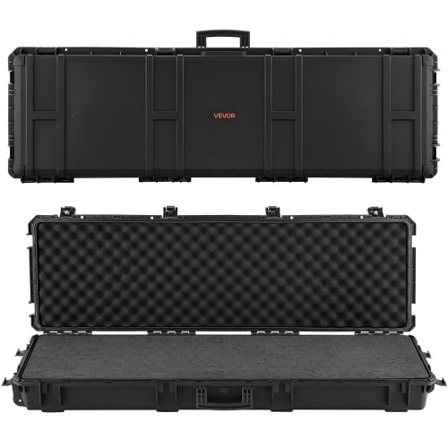 VEVOR Waffenkoffer mit Hartschale für Langwaffen, abschließbarer Gewehrkoffer mit abnehmbarem XPE-Schaum, Langwaffenkoffer Waffenaufbewahrung rollbar IP67 wasserfest, 134,1 x 42,5 x 18 cm Schwarz