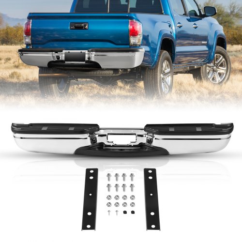 VEVOR Heckstoßstange, Kompatibel mit 1999-2007-Ford F250/Ford F350 Super Duty, Chromstahl-Heckstoßstange, Montage-Ersatz-Heckstoßstange mit Kennzeichenbeleuchtung und Trittbrett, für FO1101141