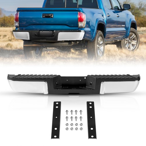 VEVOR Heckstoßstange, Kompatibel mit 2008-2016-Ford F250/Ford F350 Super Duty Chromstah Montage-Ersatz mit Kennzeichenbeleuchtung und Trittpolster