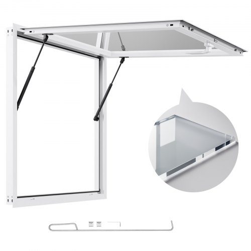 

VEVOR Imbissfenster (915 x 915 mm), Servicefenster mit Aluminiumrahmen für Imbissanhänger, Servierfenster mit 85°-Öffnungswinkel für Imbisswagen, regenwasserbeständiges Konzessionsfenster