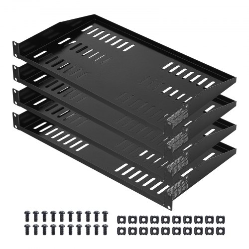 VEVOR 1U Server-Rack-Regal, 4 Stk., 22,68 kg, belüfteter Ausleger, Wandmontage oder Rack-Montage-Regal mit Ablage, 254 mm Tiefe, gute Luftzirkulation für 482 mm-Schrank-Computernetzwerkausrüstung