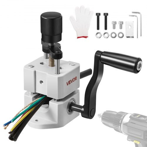 VEVOR Kabelschälmaschine, 1,5-25 mm, Manuelle Abisolierzange mit Handkurbel oder Bohrmaschine, 64Mn gehärtete Klingen, 45# Stahlrollen, ABC- & PC-Drahtschäler, Kabelabisoliermaschine