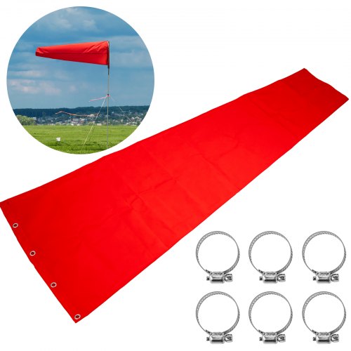 

Flughafen Windsack Wind Direction 13 X 55 Zoll, Aviation Wind Sock Orange Rot