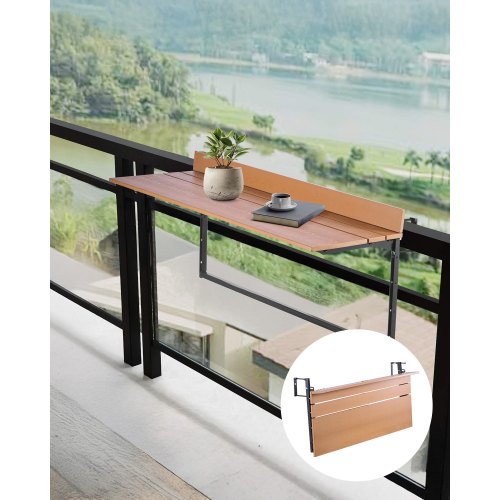 VEVOR Balkon-Hängetisch, 1000x345mm, klappbarer Balkonhängetisch, Klapptisch für Geländer im Freien, 5-stufig verstellbar, passend für Geländer von 1 bis 5,3 Zoll, Serviertisch für Terrasse und Deck